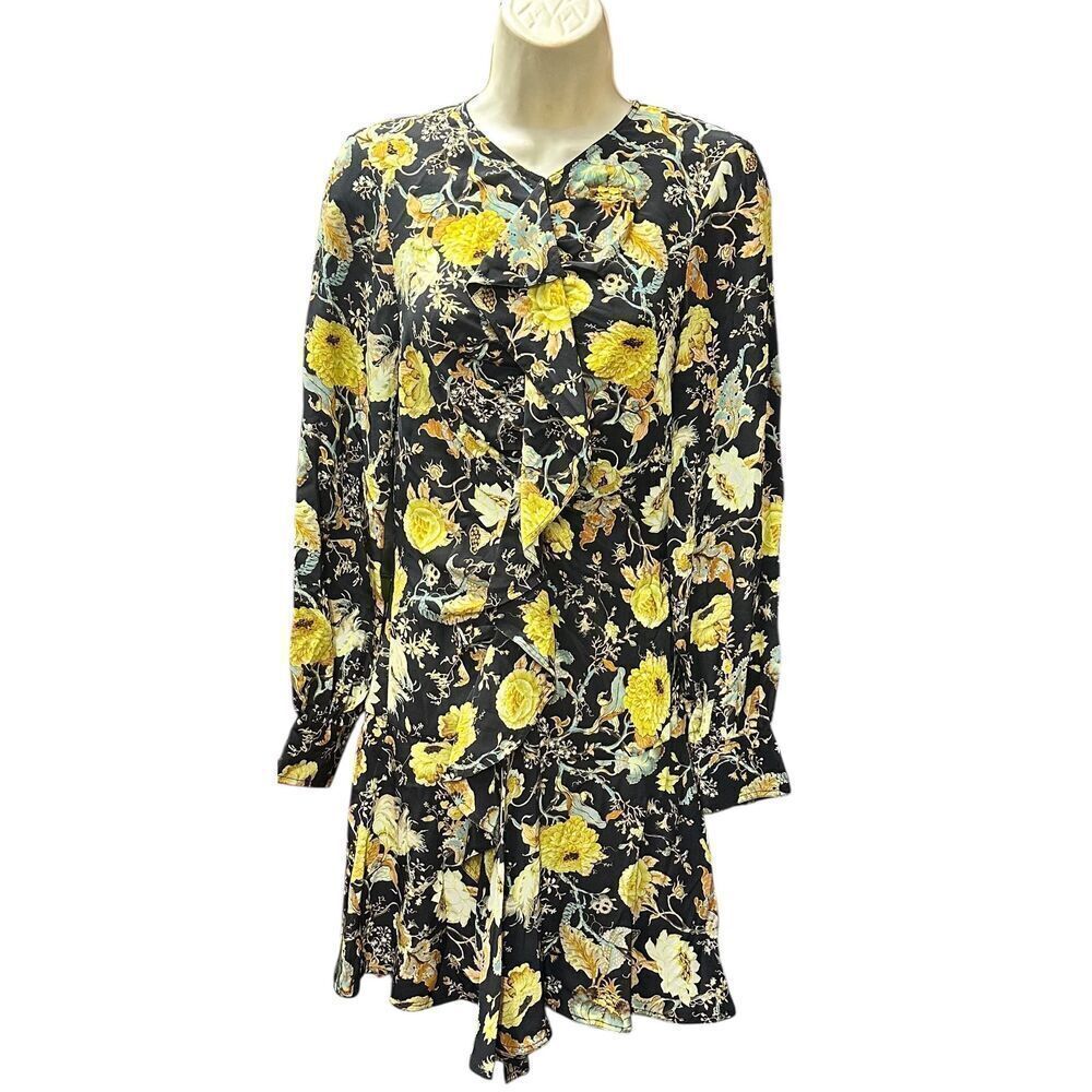 ULLA JOHNSON Salima Ruffled Floral-Print Silk-Crepe Mini Dress NWT Size 0 - Picture 5 of 6